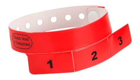 Red Tyvek and Vinyl Voucher Wristbands