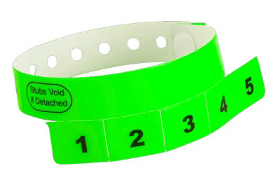 Green Detachable Tab Vinyl and Tyvek Wristbands