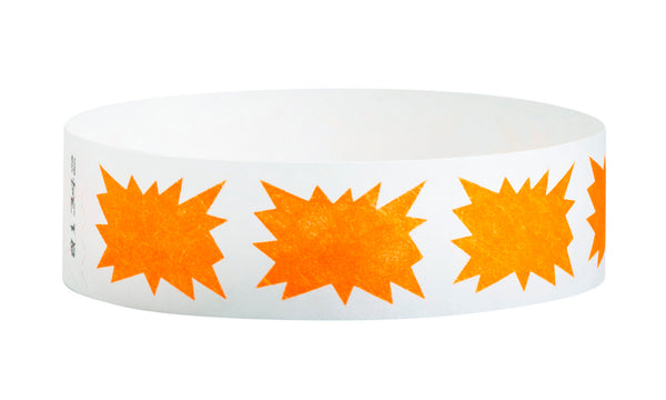 3/4" Tyvek Orange Burst Wristbands