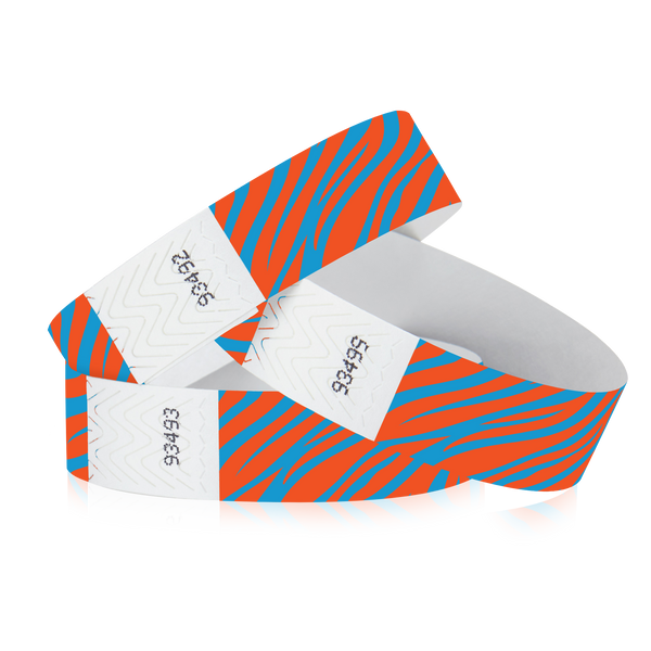 3/4" Tyvek Neon Zebra Wristbands