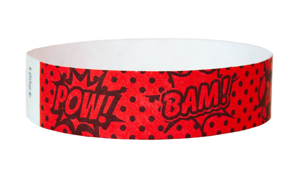 3/4" Tyvek Superhero Comic Wristbands