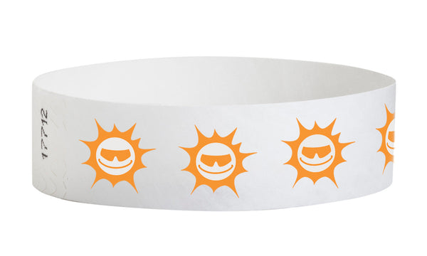 3/4" Tyvek Orange Suns Wristbands