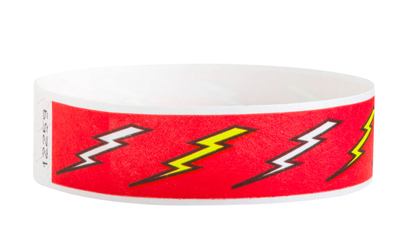 3/4" Tyvek Lightning Bolts Wristbands