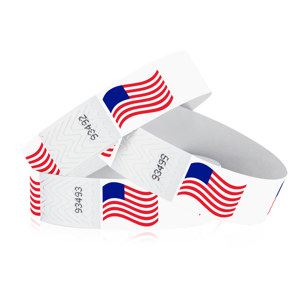 3/4" Tyvek Wavey Flags Wristbands