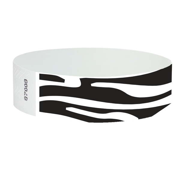 3/4" Zebra Design Tyvek Wristband