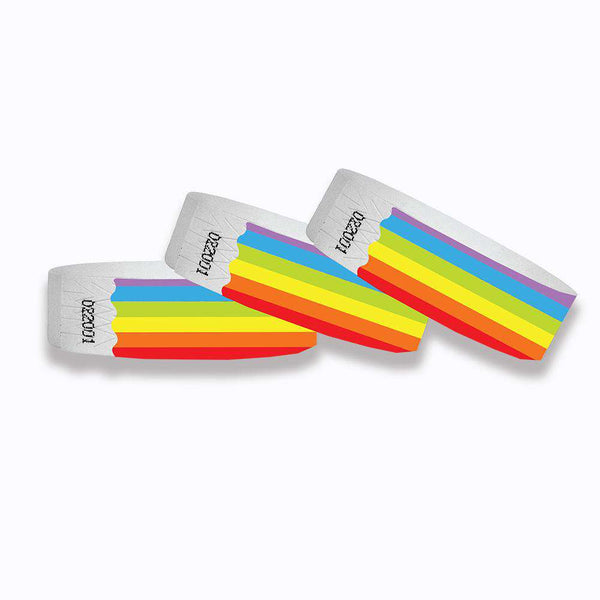 3/4" Tyvek Paper Wristband Rainbow