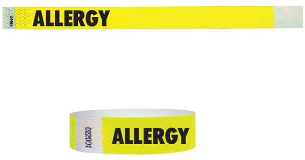 3/4" Medical Alert Allergy Tyvek Wristbands