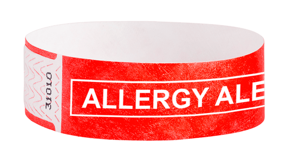 3/4" Medical Allergy Alert Tyvek Wristbands