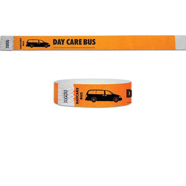 3/4" Tyvek Day Care Bus Wristbands