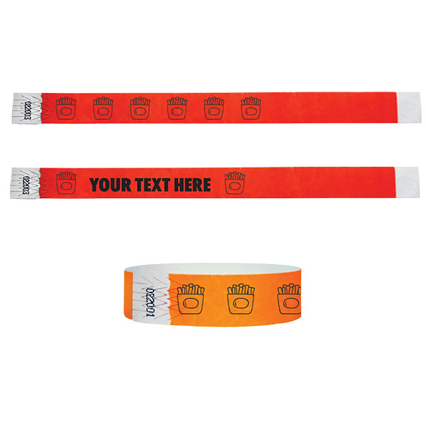3/4" French Fries Tyvek Wristbands