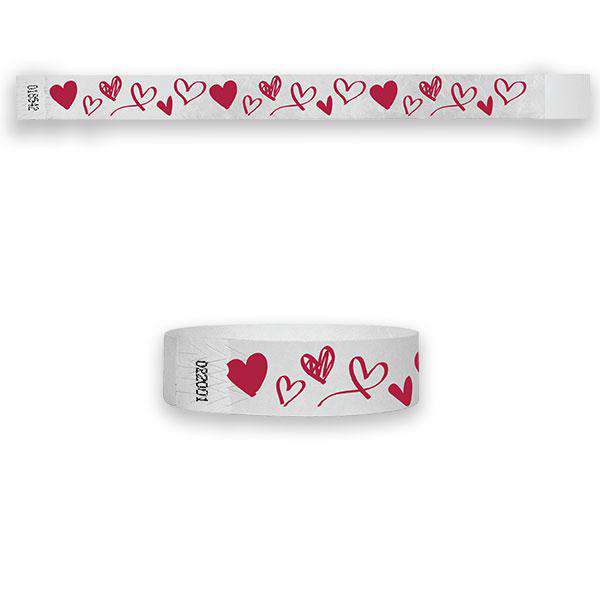3/4" Hearts of Love Full Color Wristbands