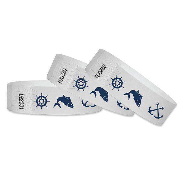 3/4" Navy Nautical Fishing Tyvek Wristbands