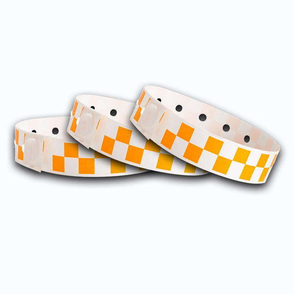 Orange Checkerboard Plastic Wristbands Design