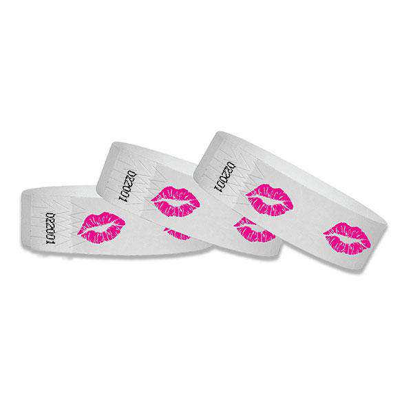 3/4" Pink Lips Tyvek Wristbands