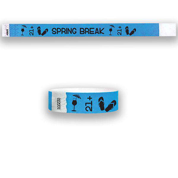 3/4" Spring Break 21+ Tyvek Wristbands