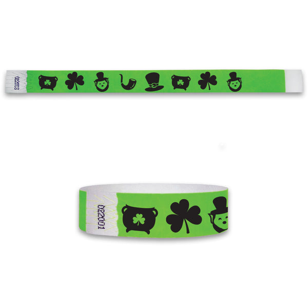 3/4" St Patrick's Day Icons Tyvek Wristbands