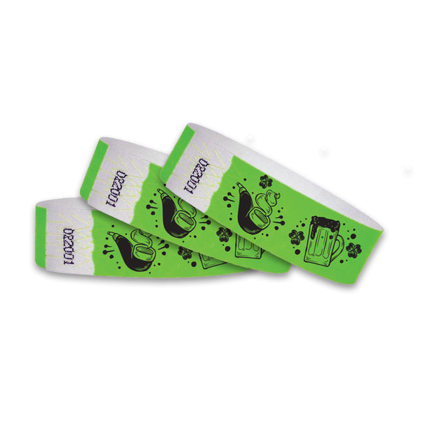 3/4" St Patrick's Day Lucky Icons Tyvek Wristbands