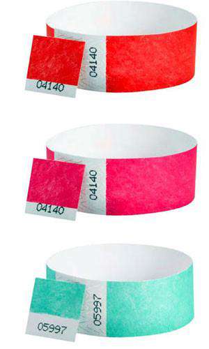 3/4" Tyvek Removable Stub Numbered Wristbands