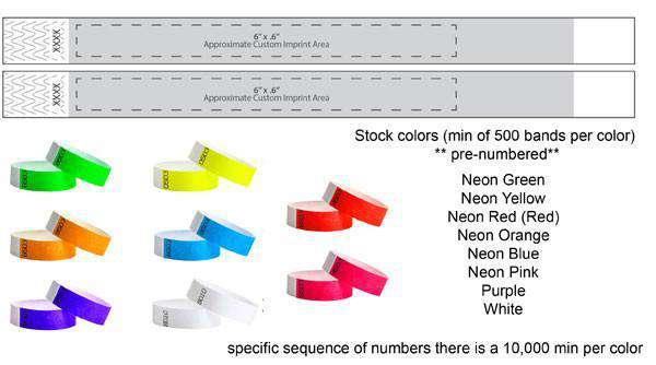3/4" Duplicate Numbered Tyvek Wristbands